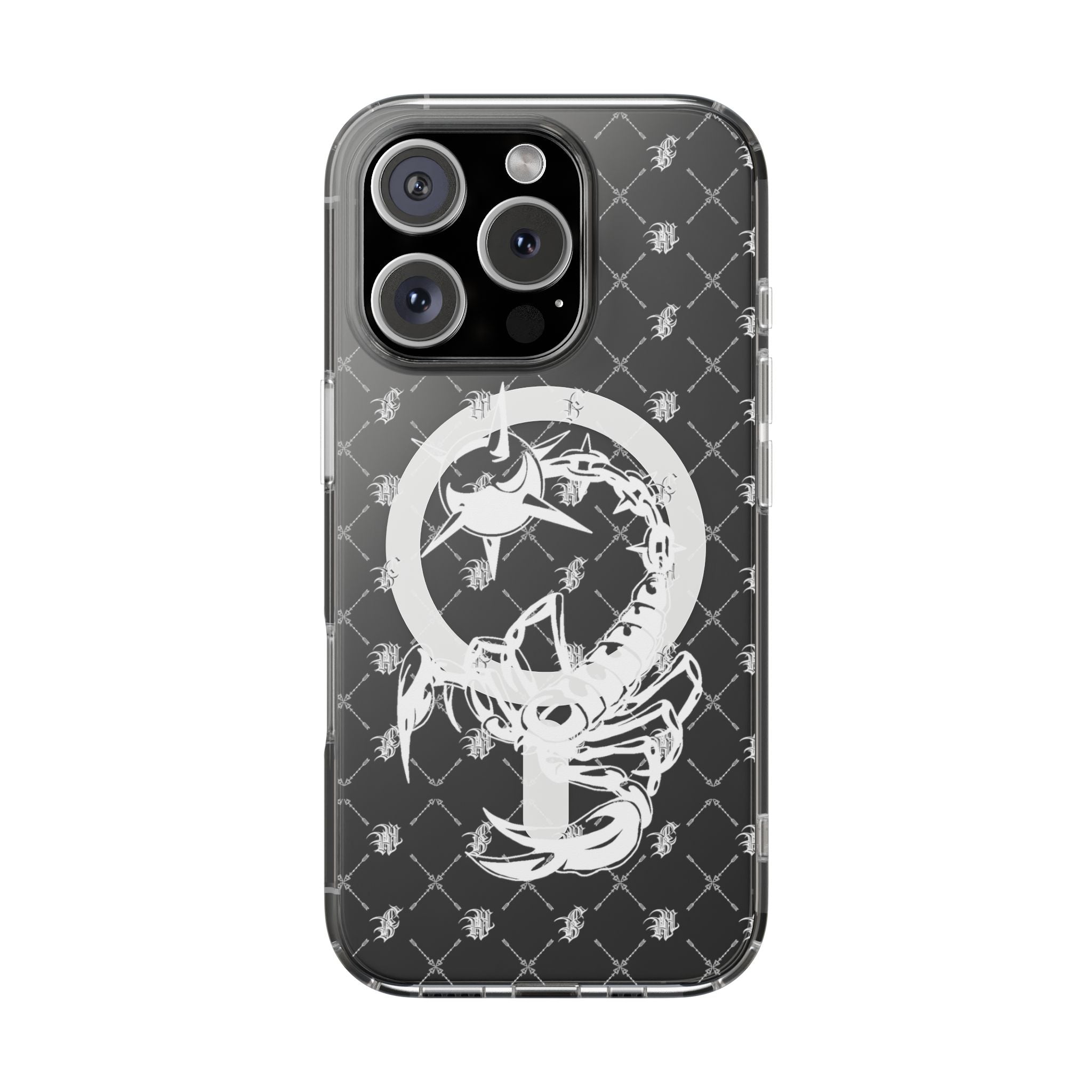 Clear Impact Phone Case — White Floral Venus Symbol (Magnetic, Shockproof)