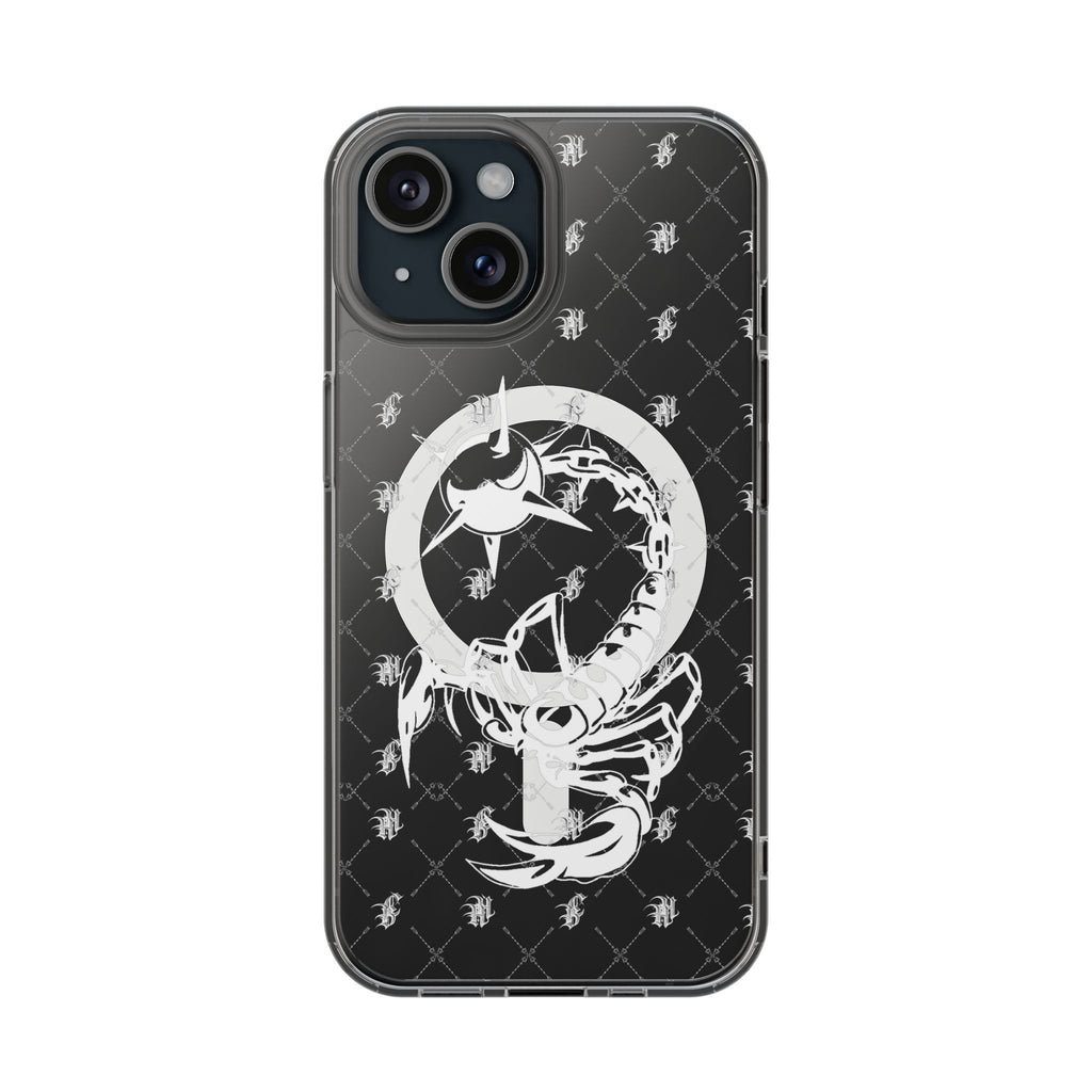 Clear Impact Phone Case — White Floral Venus Symbol (Magnetic, Shockproof)