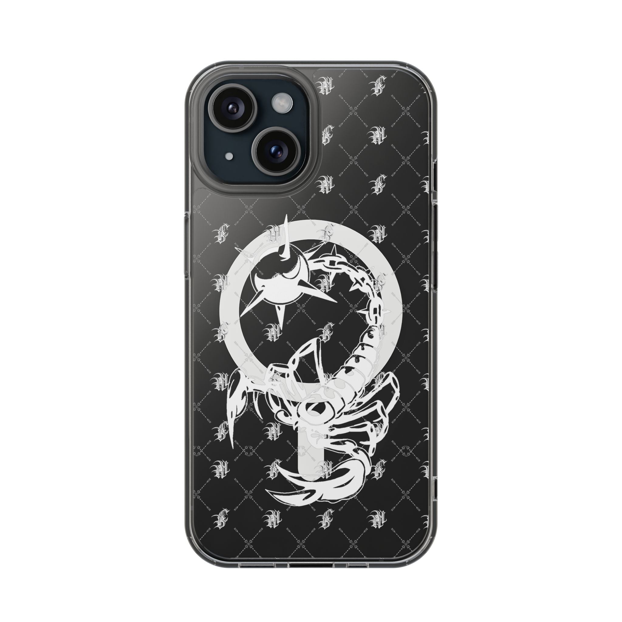Clear Impact Phone Case — White Floral Venus Symbol (Magnetic, Shockproof)