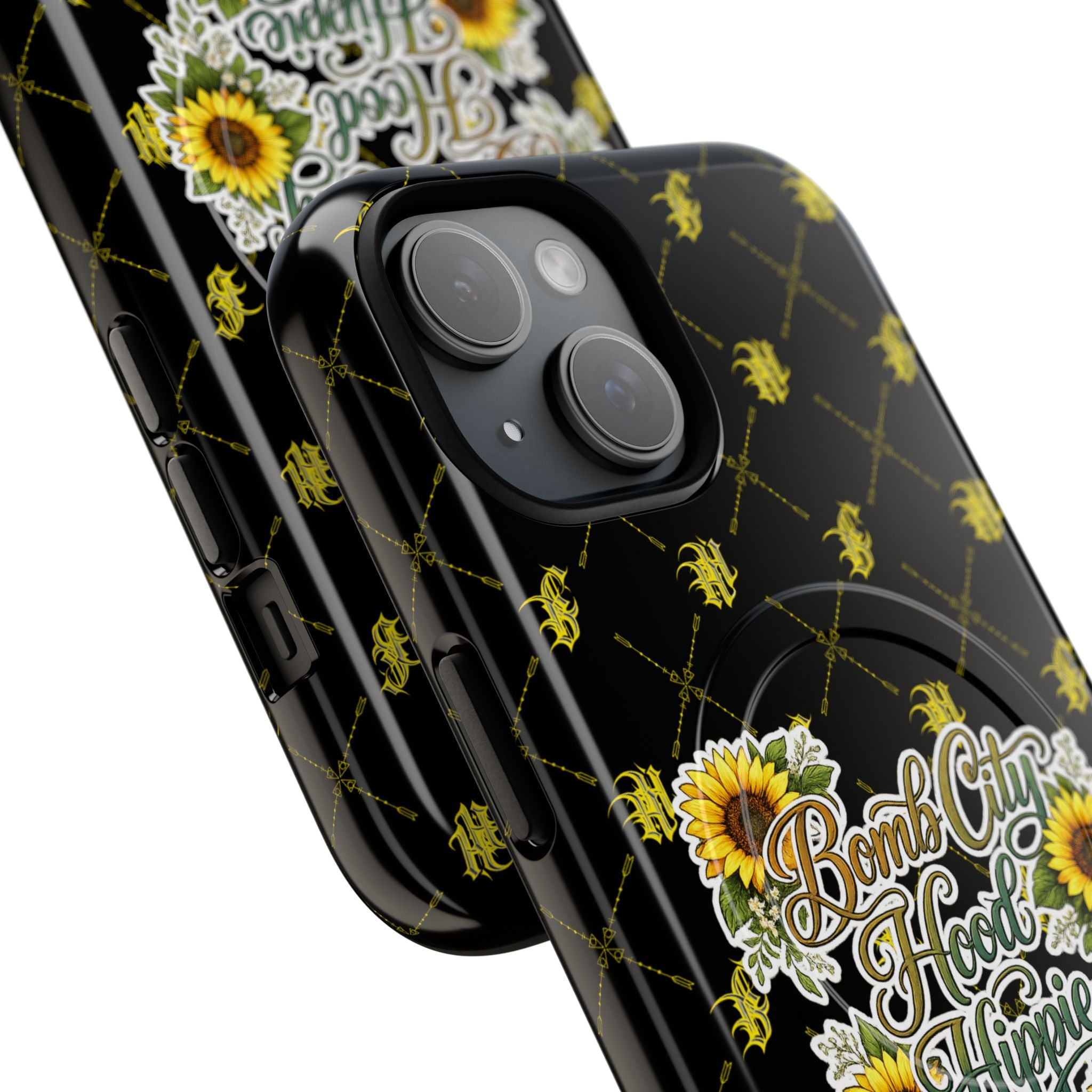 Tough Magnetic Phone Case — "Bomb City Hood Hippie" Sunflower Protective Cover