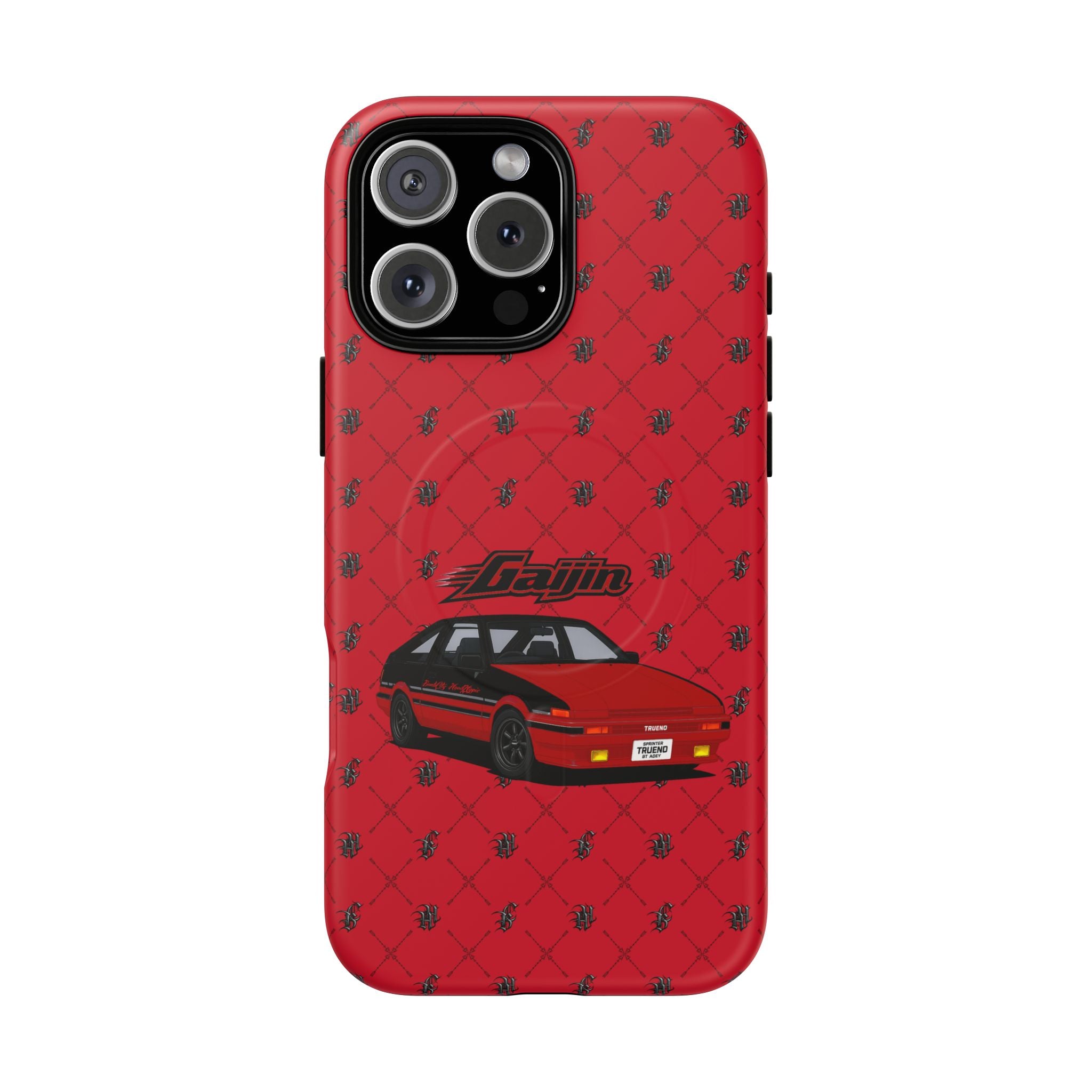 Red JDM Drift Car Magnetic Phone Case — 'Gaijin' Retro Racing Design