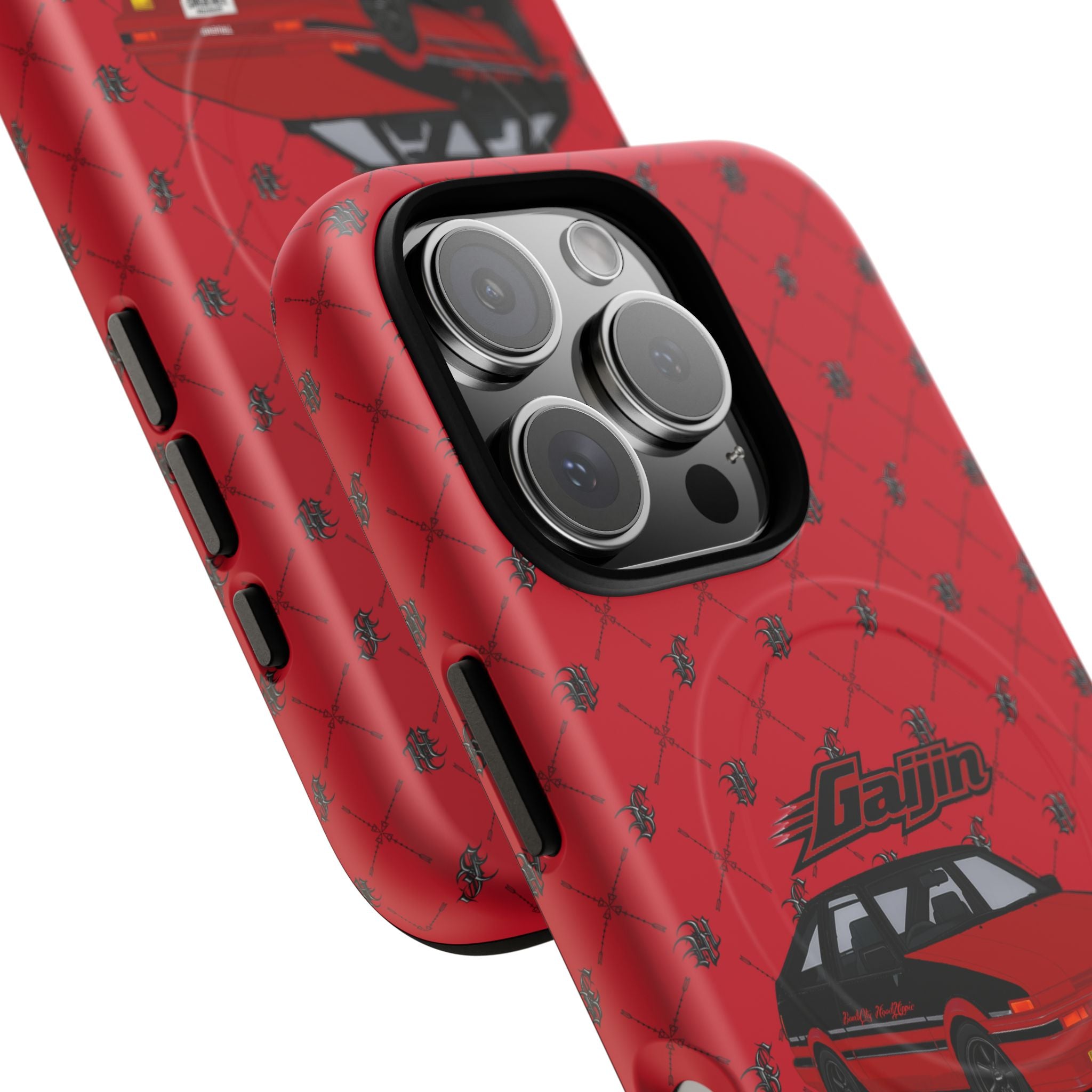Red Retro Drift Car Tough Magnetic Phone Case — "Gajin" Graphic