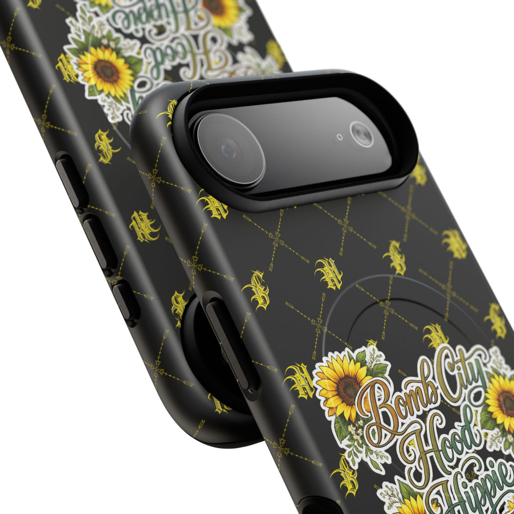 Tough Magnetic Phone Case — "Bomb City Hood Hippie" Sunflower Protective Cover