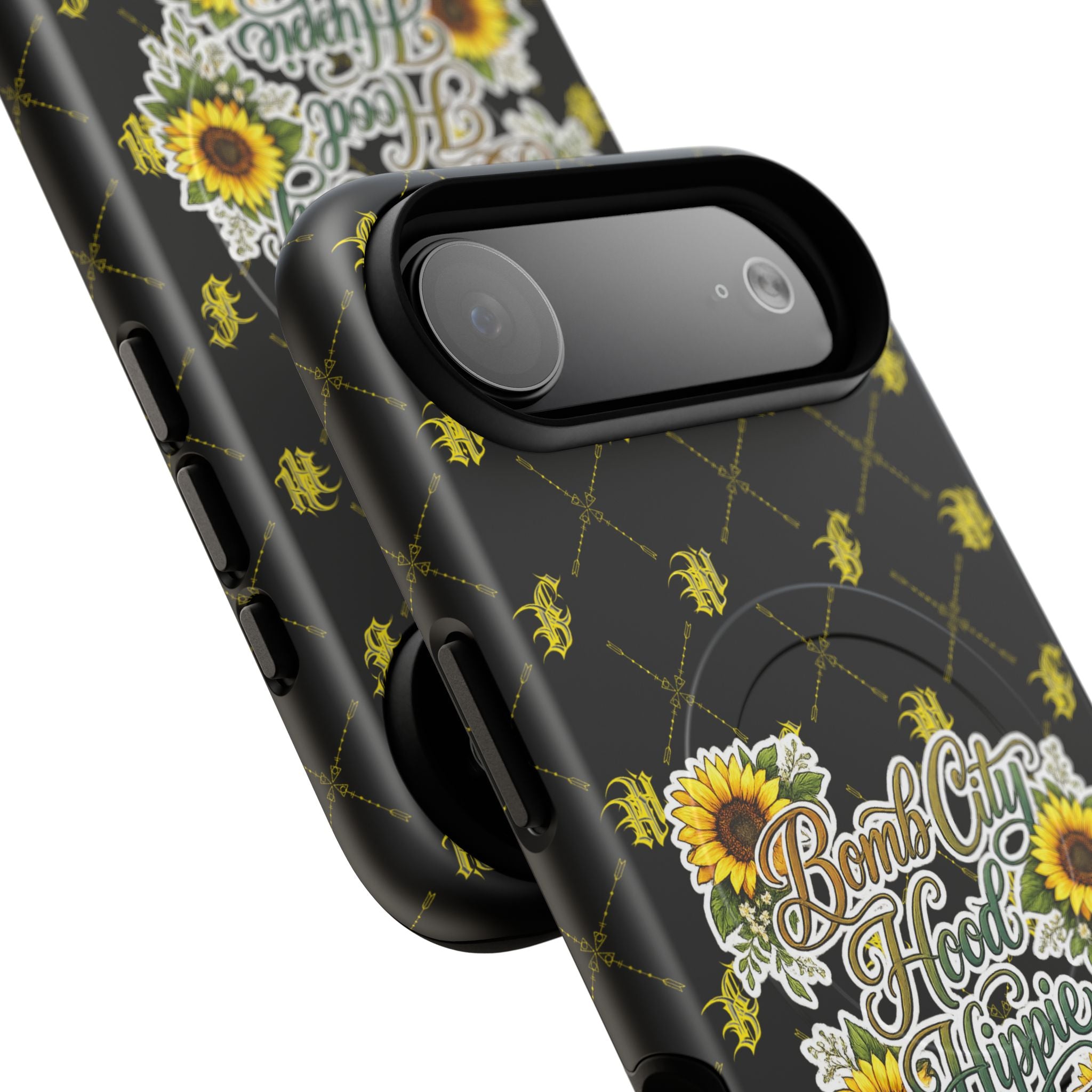 Tough Magnetic Phone Case — "Bomb City Hood Hippie" Sunflower Protective Cover
