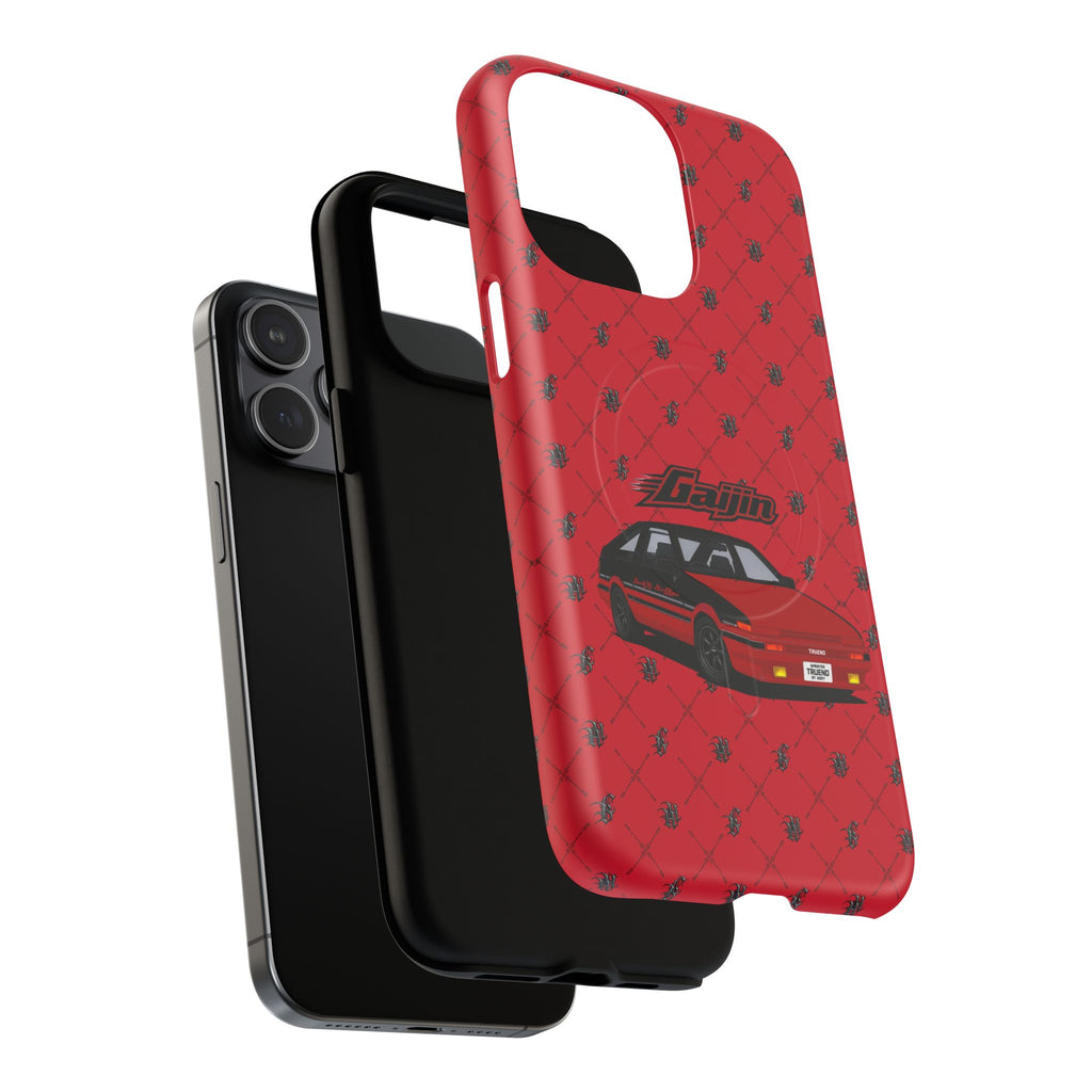 Red JDM Drift Car Magnetic Phone Case — 'Gaijin' Retro Racing Design