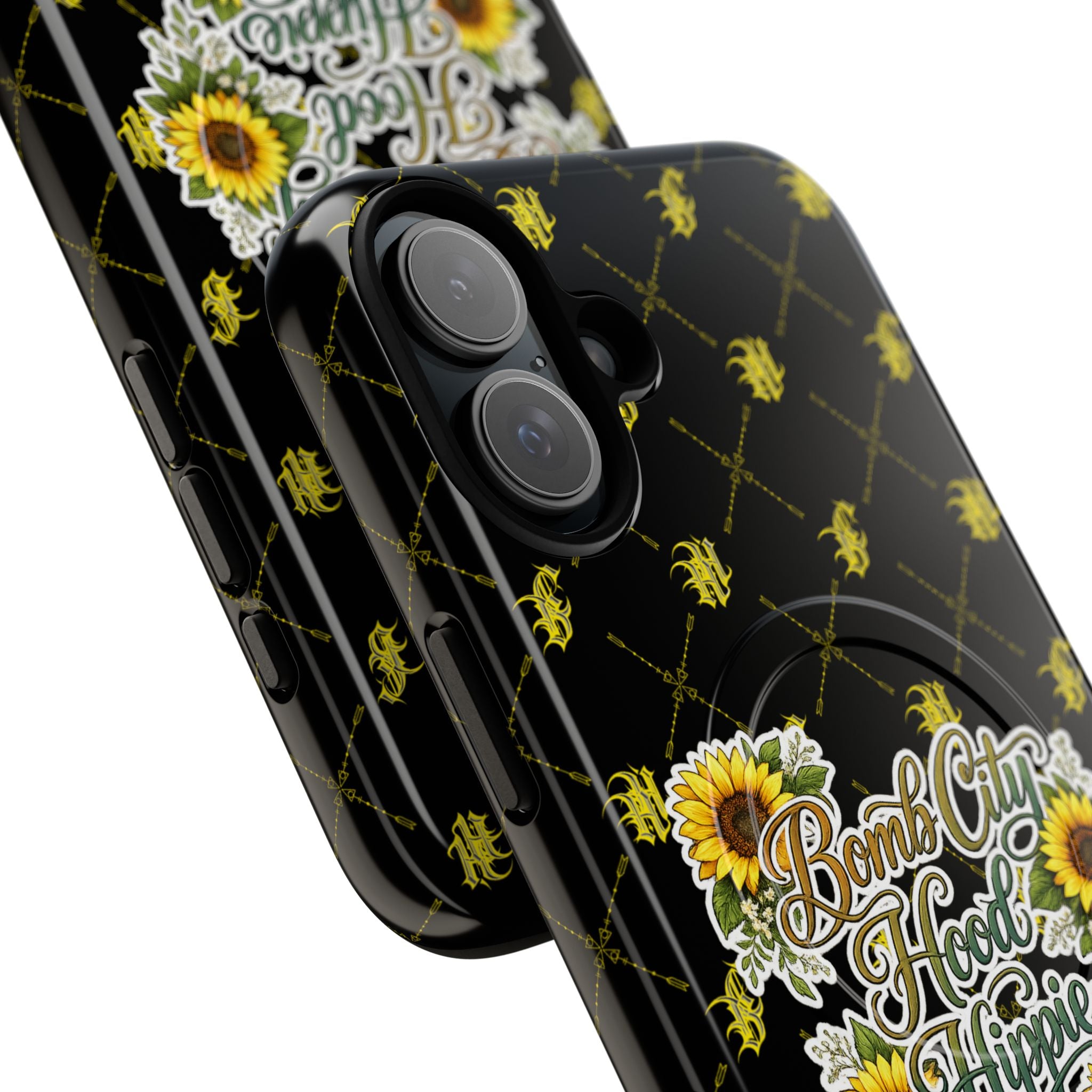 Tough Magnetic Phone Case — "Bomb City Hood Hippie" Sunflower Protective Cover