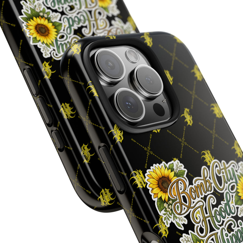 Tough Phone Case — "Bomb City Hood Hippie" Sunflower Protective Phone Cover
