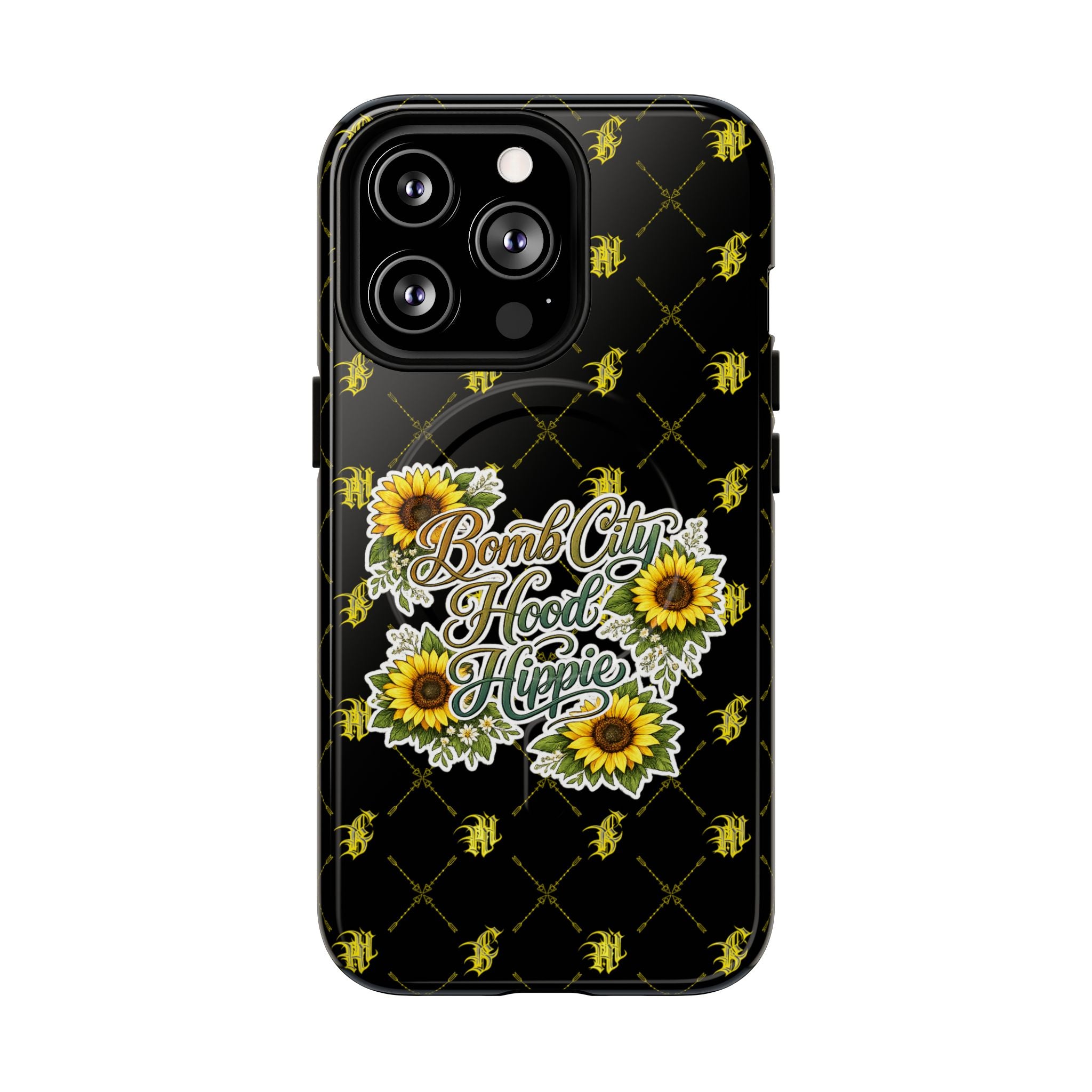 Tough Magnetic Phone Case — "Bomb City Hood Hippie" Sunflower Protective Cover