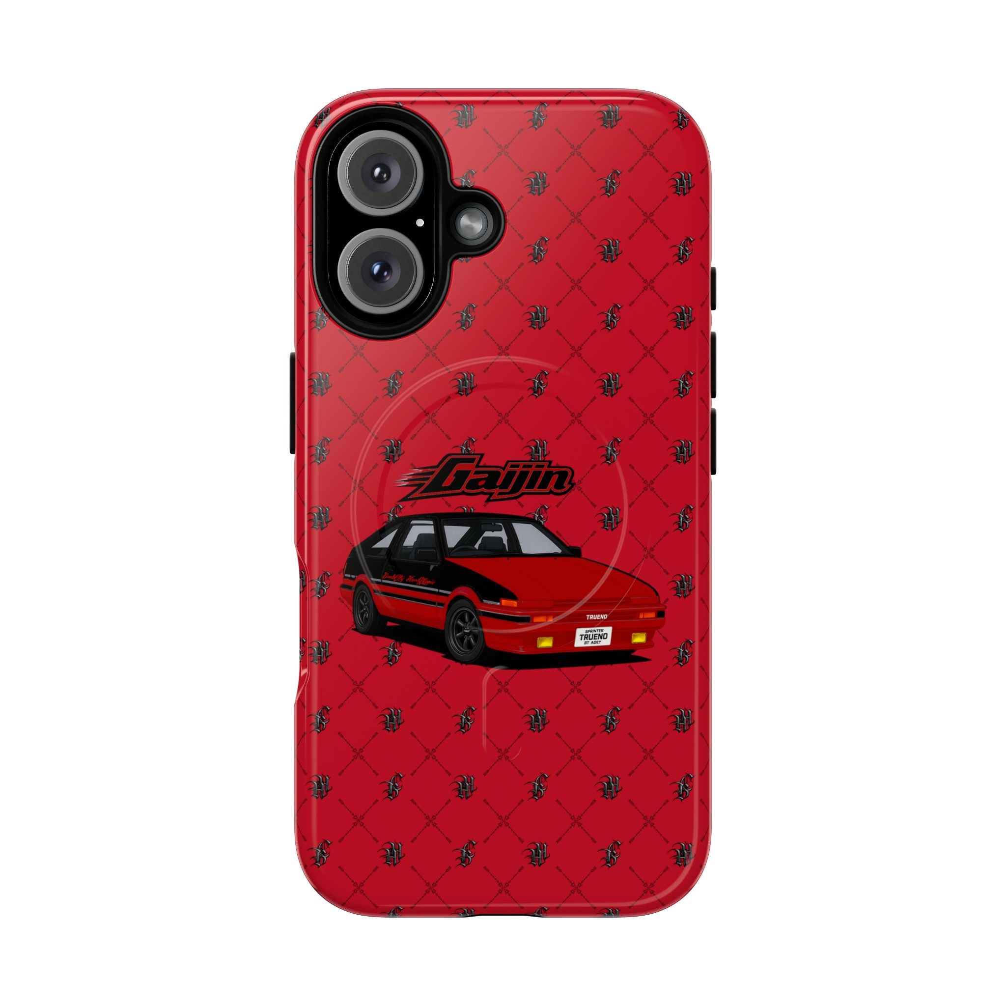 Red Retro Drift Car Tough Magnetic Phone Case — "Gajin" Graphic
