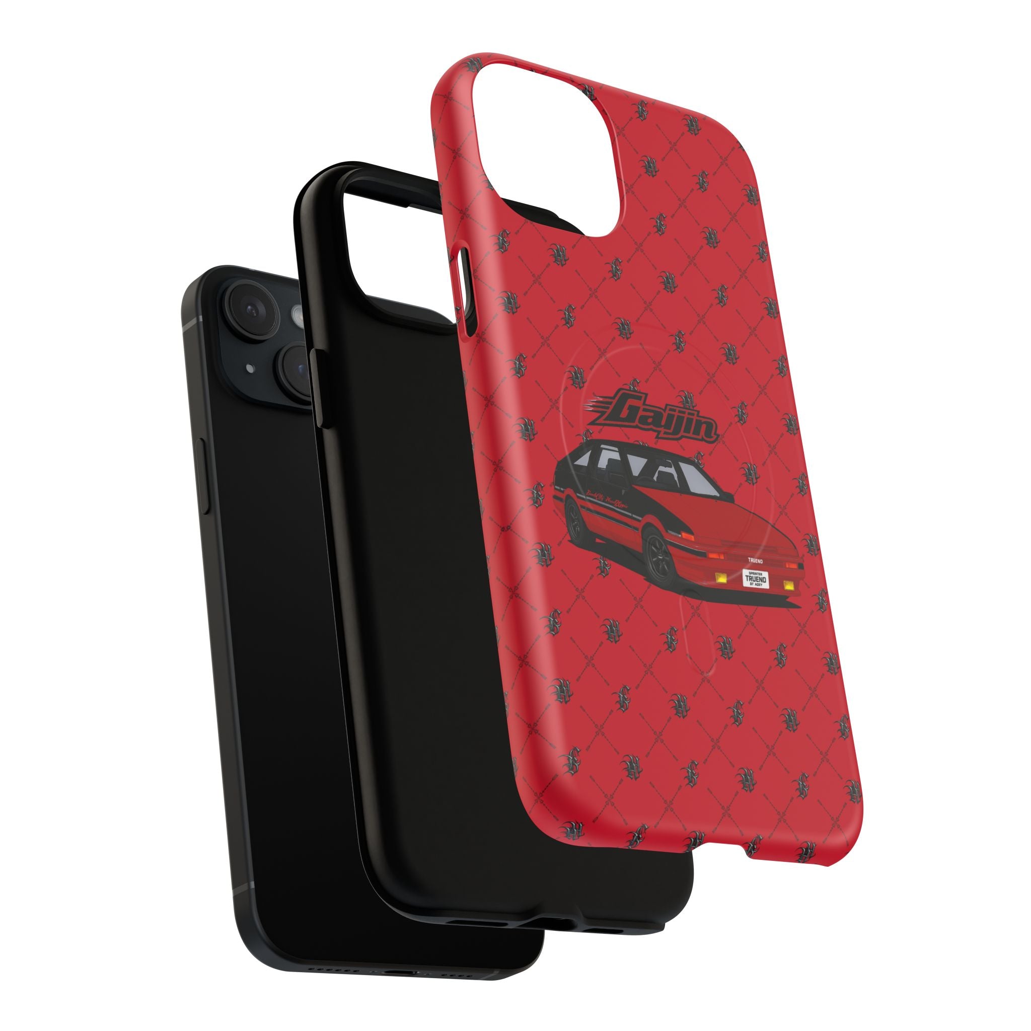 Red Retro Drift Car Tough Magnetic Phone Case — "Gajin" Graphic