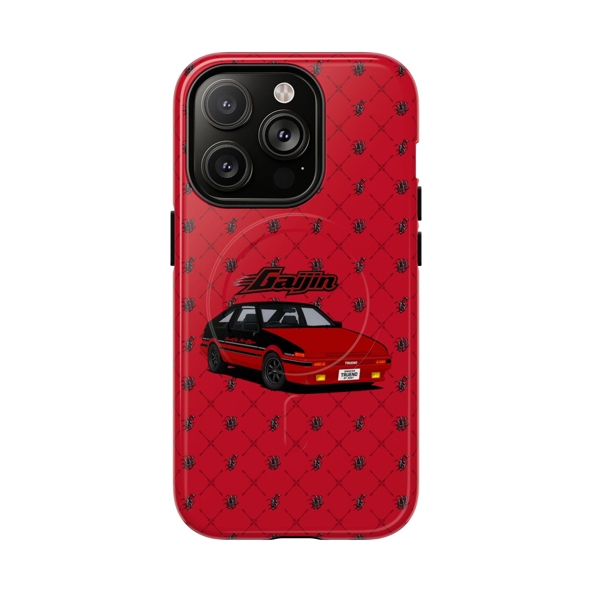 Red Retro Drift Car Tough Magnetic Phone Case — "Gajin" Graphic