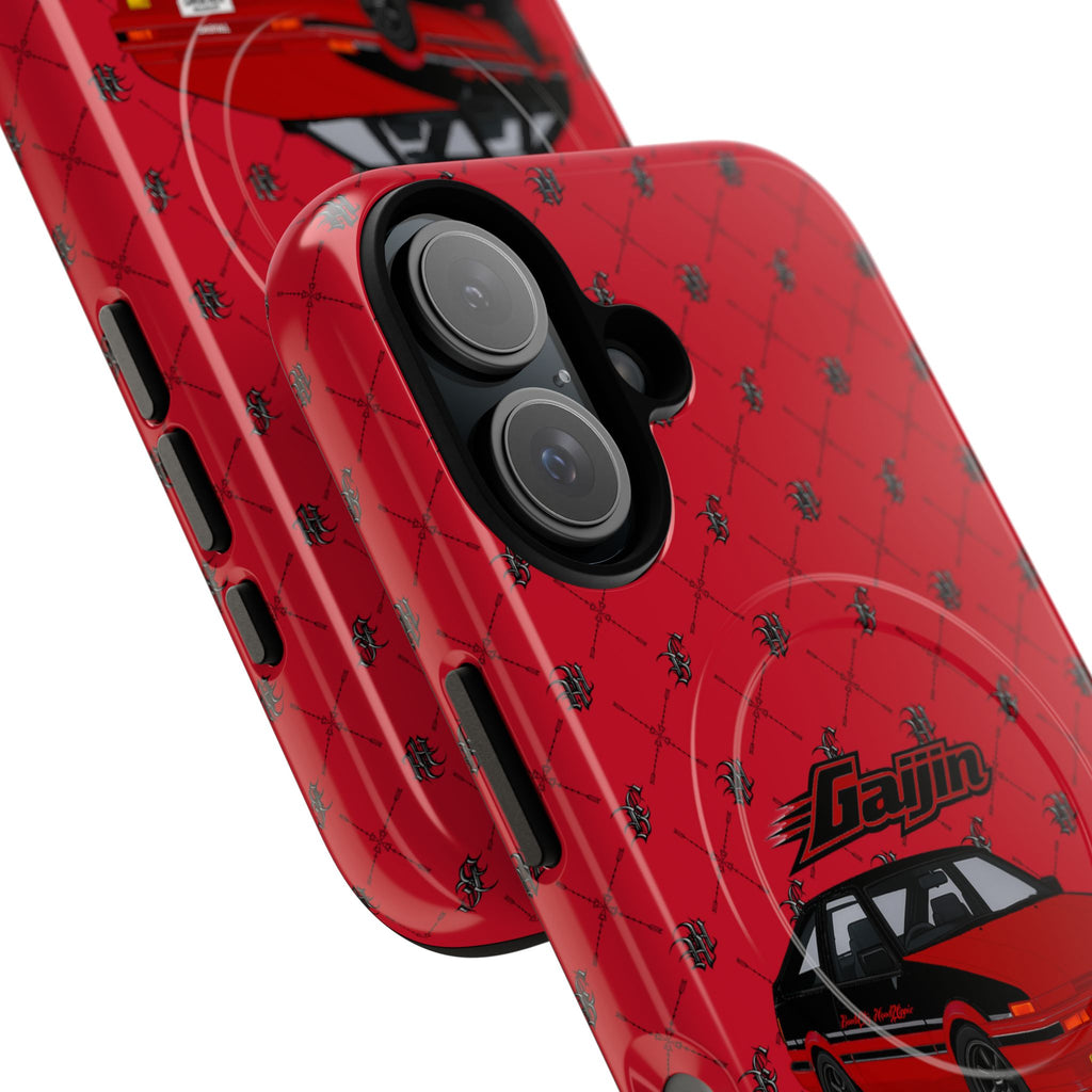 Red Retro Drift Car Tough Magnetic Phone Case — "Gajin" Graphic