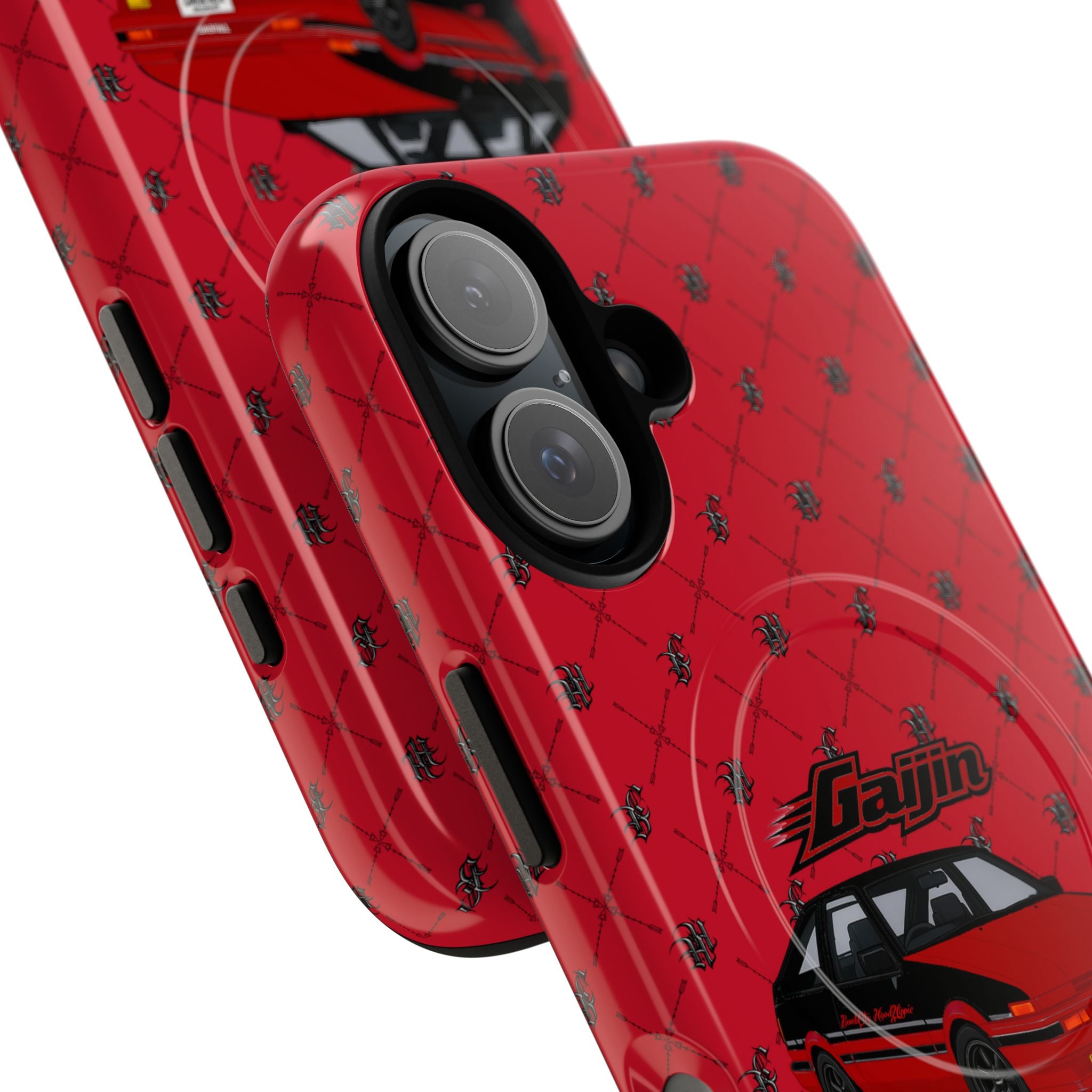 Red Retro Drift Car Tough Magnetic Phone Case — "Gajin" Graphic