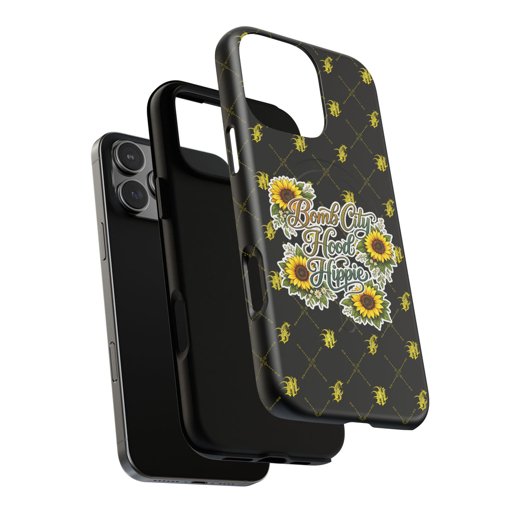 Tough Magnetic Phone Case — "Bomb City Hood Hippie" Sunflower Protective Cover