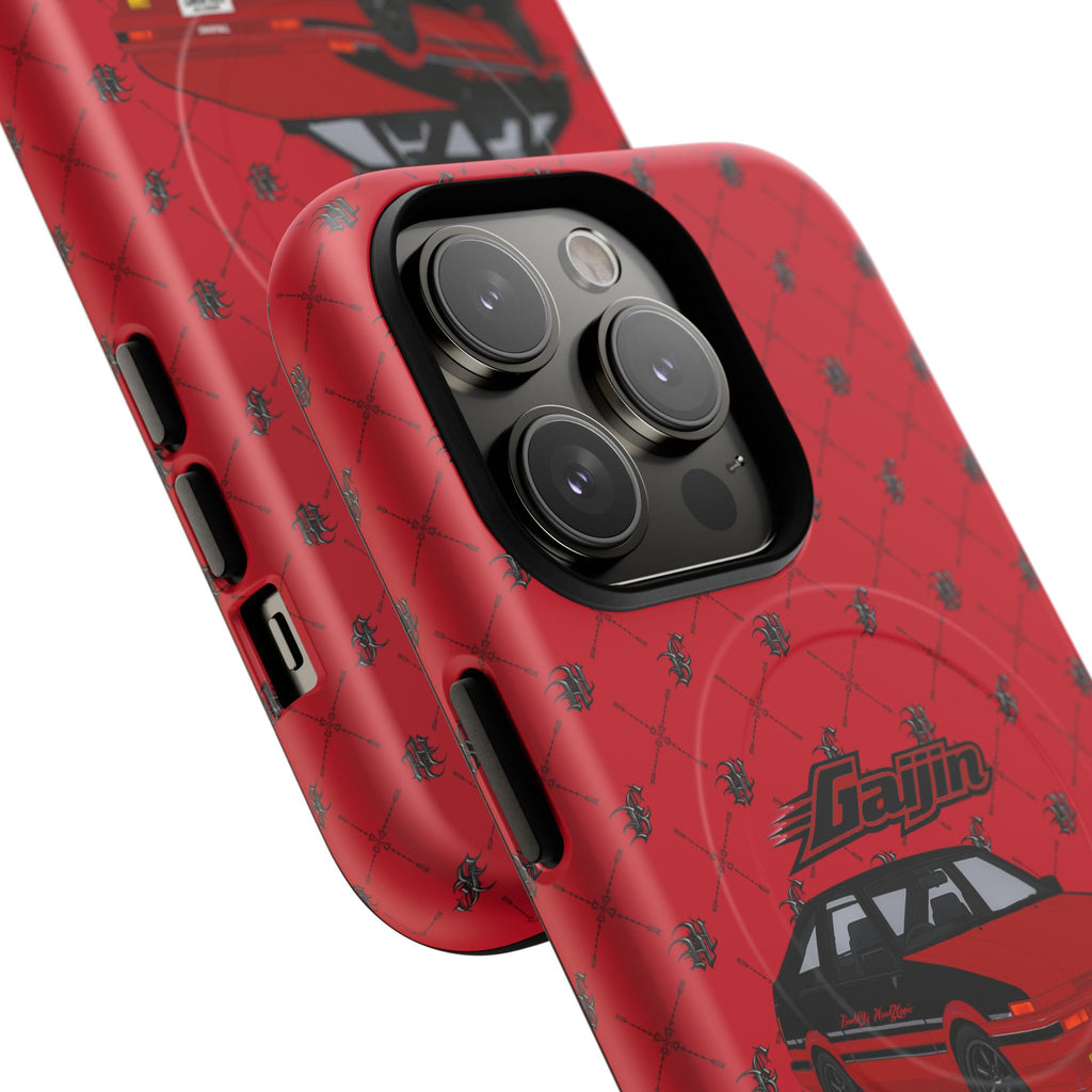 Red Retro Drift Car Tough Magnetic Phone Case — "Gajin" Graphic