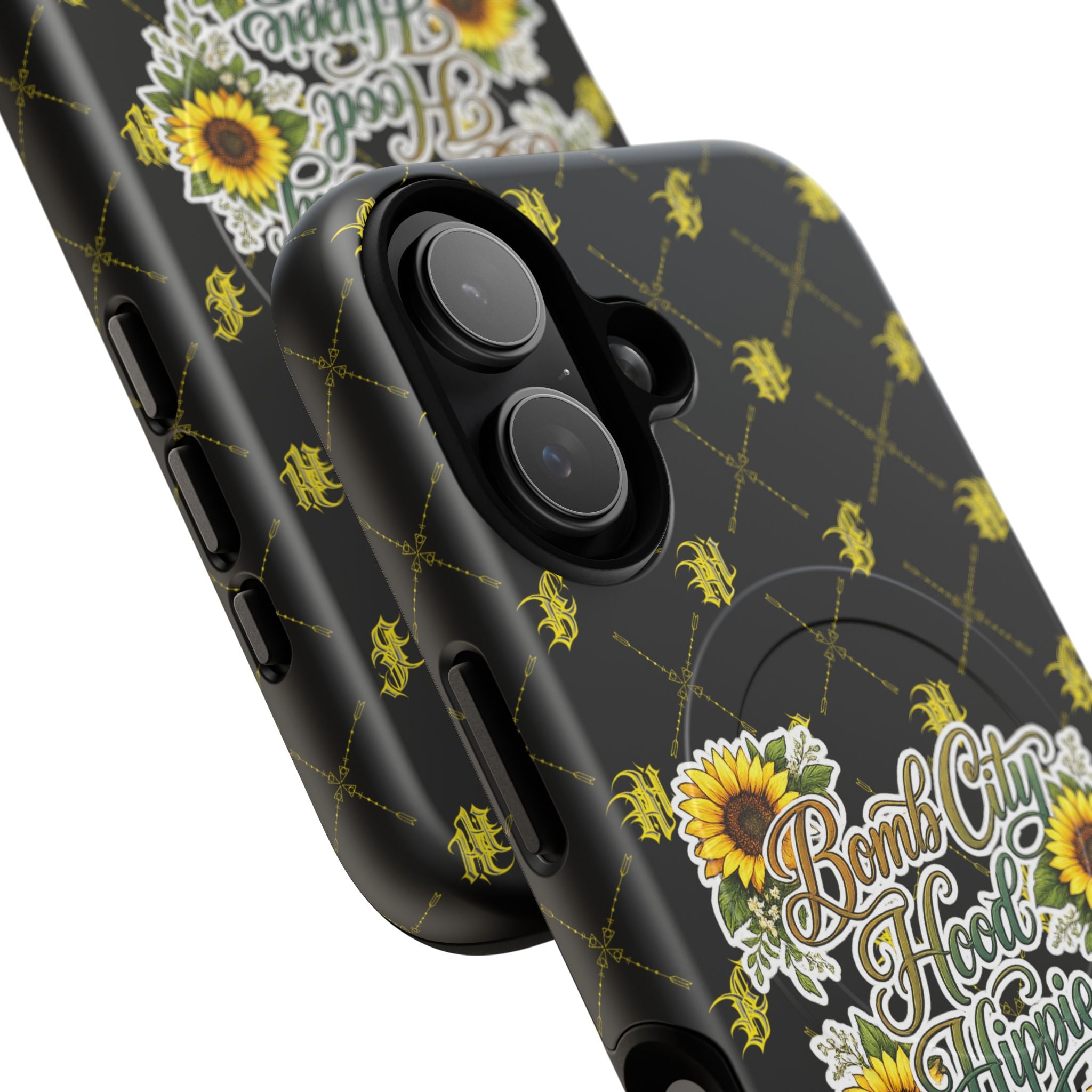 Tough Magnetic Phone Case — "Bomb City Hood Hippie" Sunflower Protective Cover