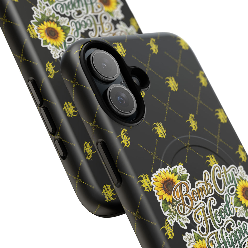 Tough Magnetic Phone Case — "Bomb City Hood Hippie" Sunflower Protective Cover