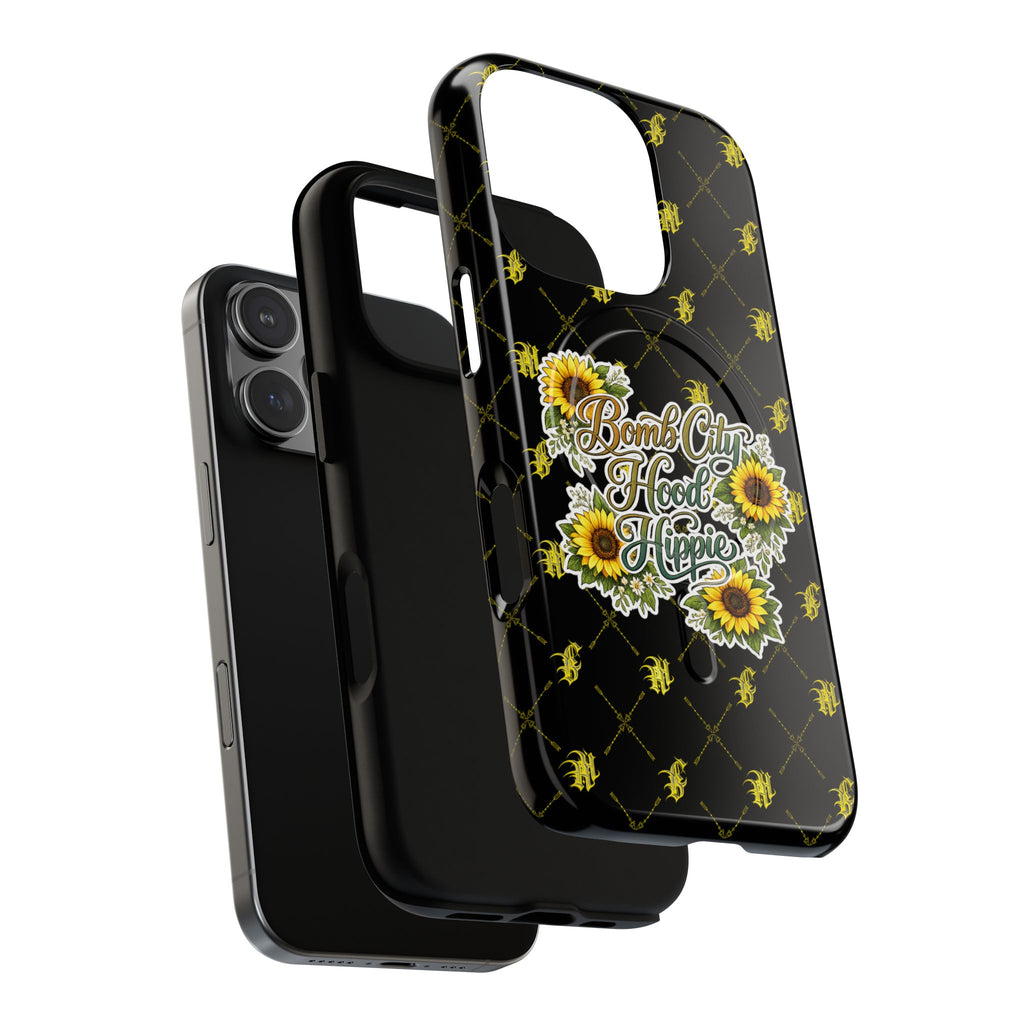 Tough Magnetic Phone Case — "Bomb City Hood Hippie" Sunflower Protective Cover