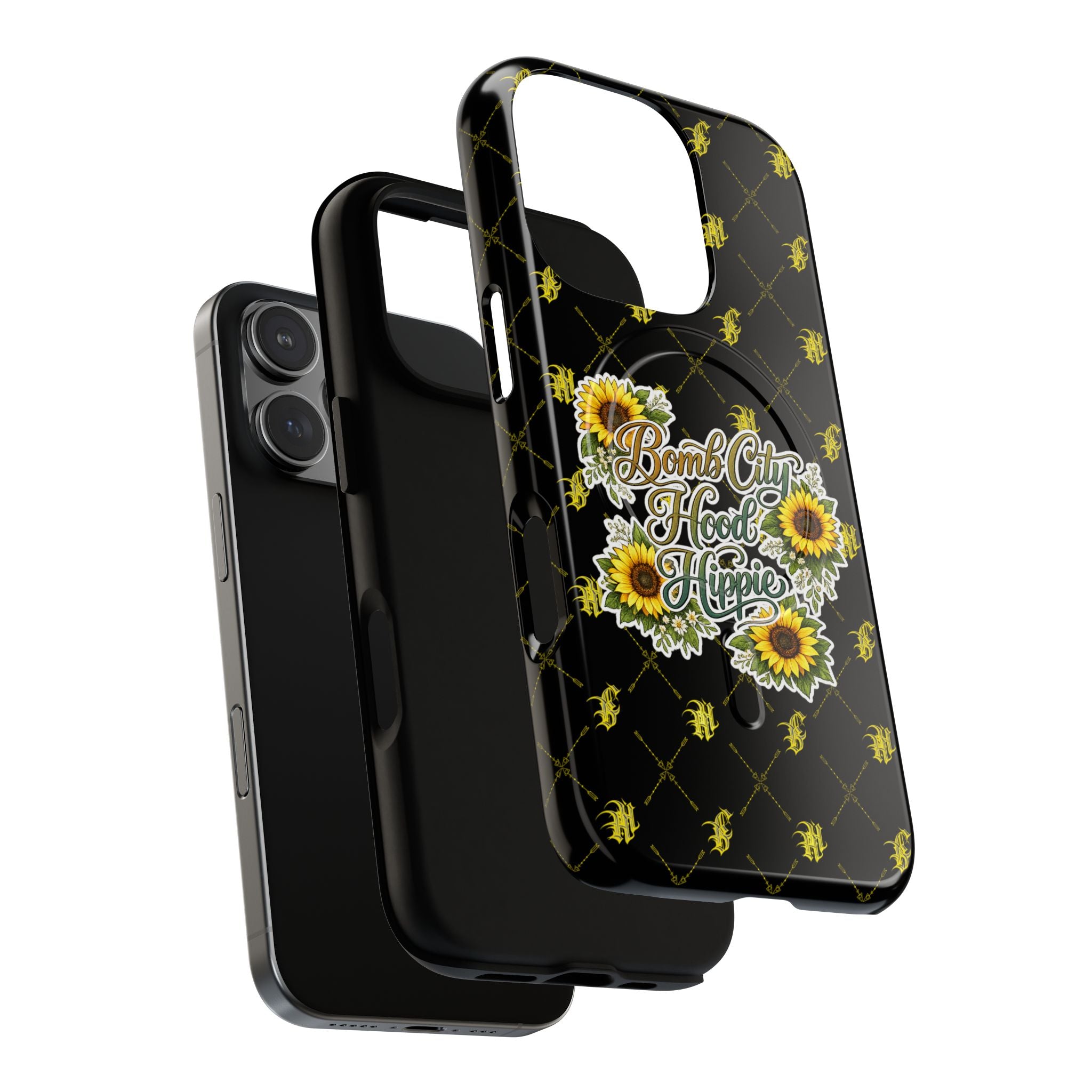 Tough Magnetic Phone Case — "Bomb City Hood Hippie" Sunflower Protective Cover