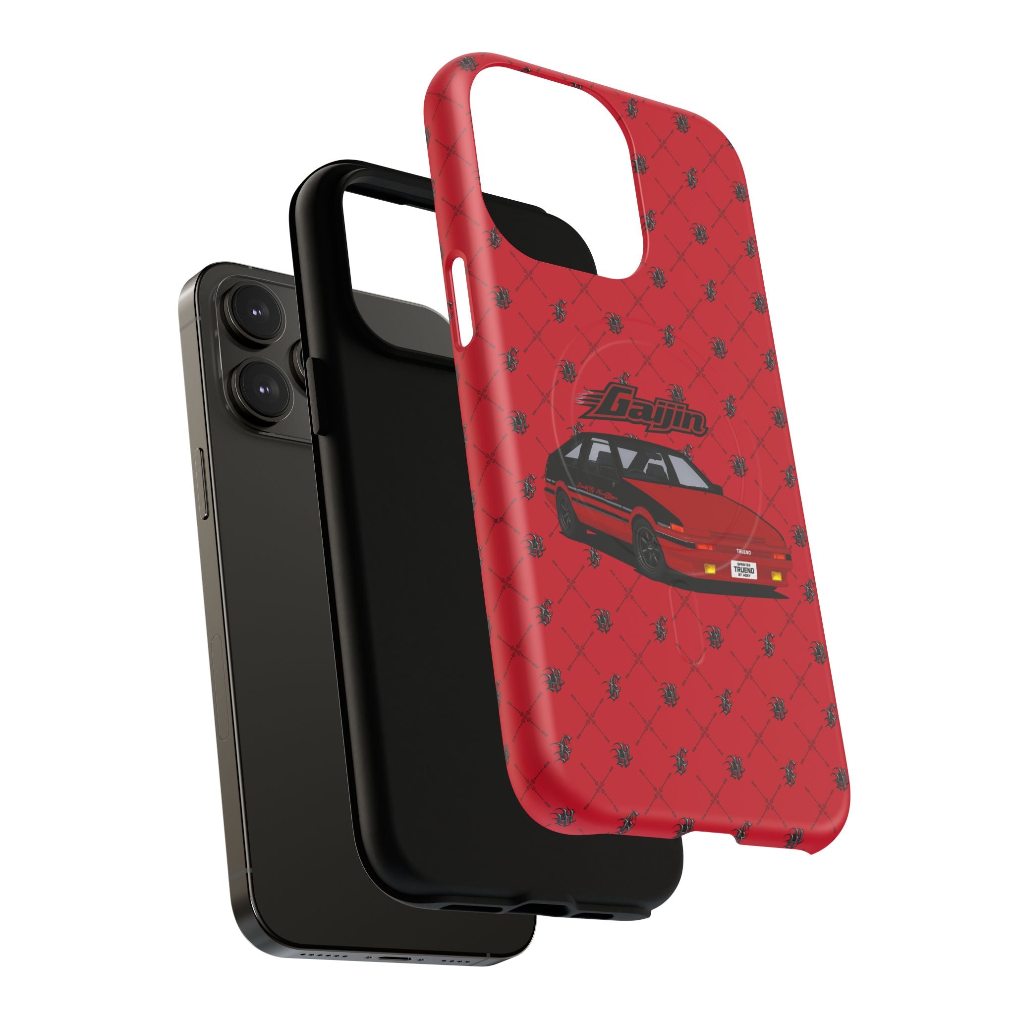 Red Retro Drift Car Tough Magnetic Phone Case — "Gajin" Graphic