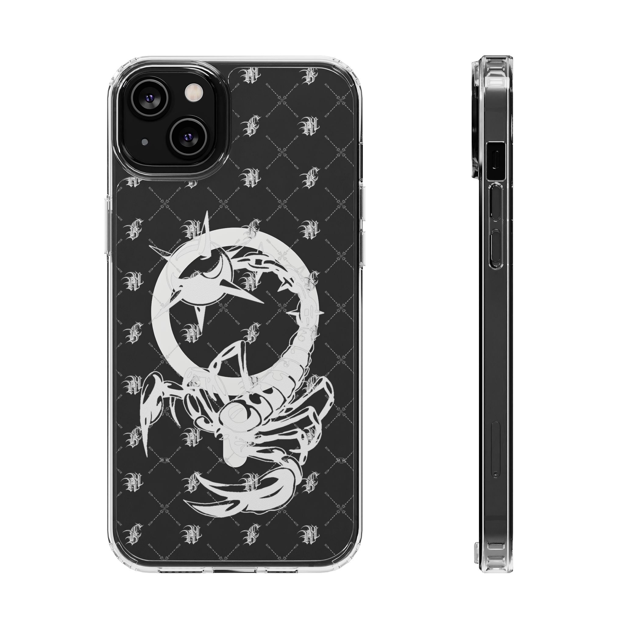 Clear Impact Phone Case — White Floral Venus Symbol (Magnetic, Shockproof)