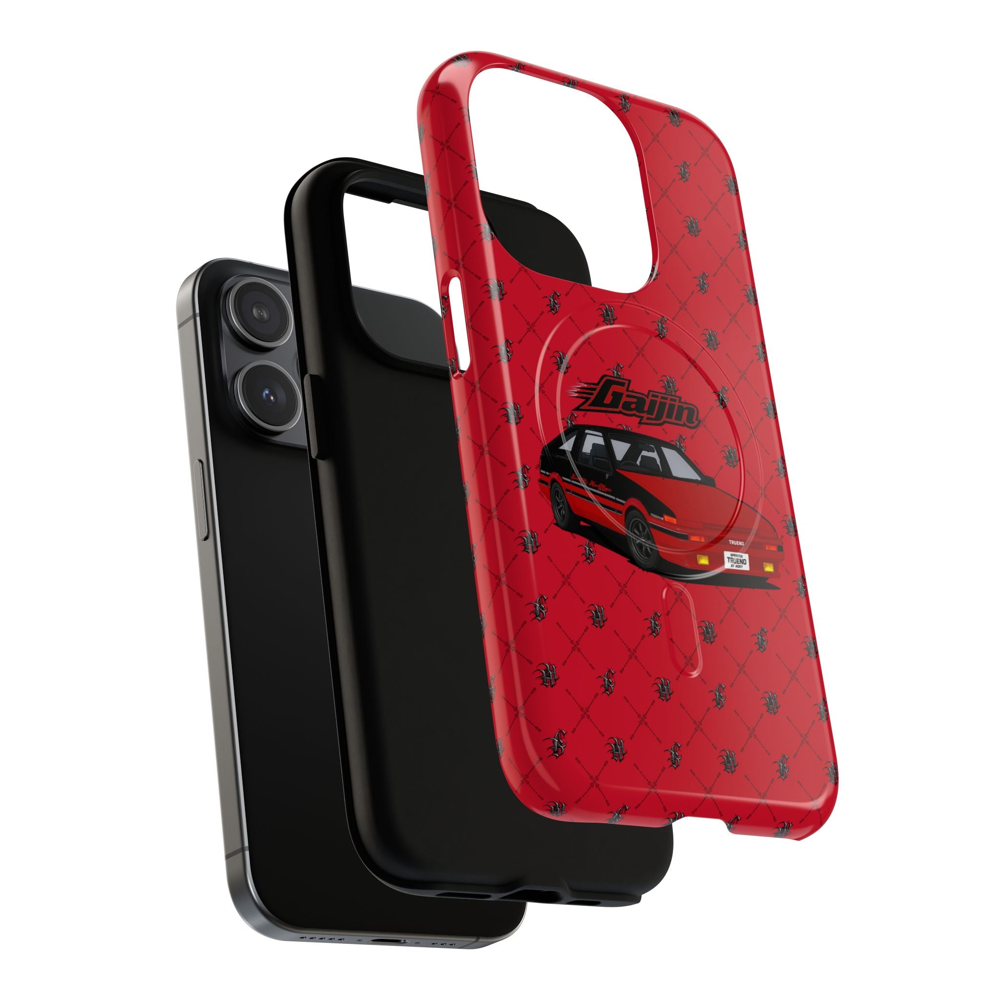 Red Retro Drift Car Tough Magnetic Phone Case — "Gajin" Graphic