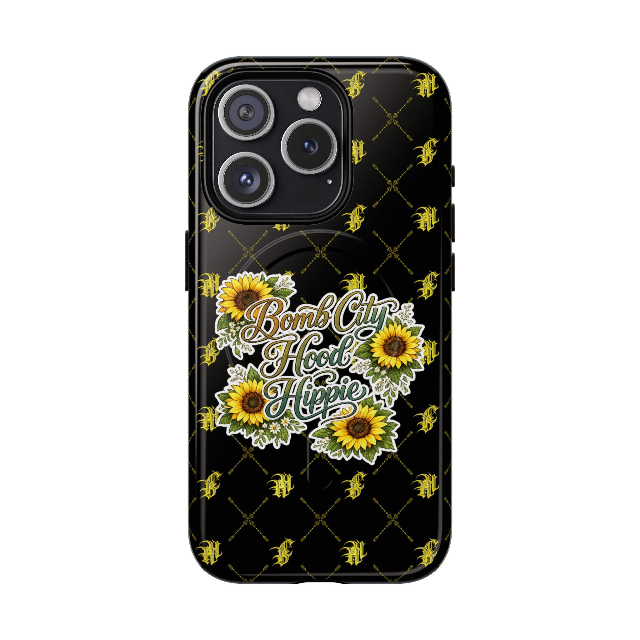 Tough Magnetic Phone Case — "Bomb City Hood Hippie" Sunflower Protective Cover