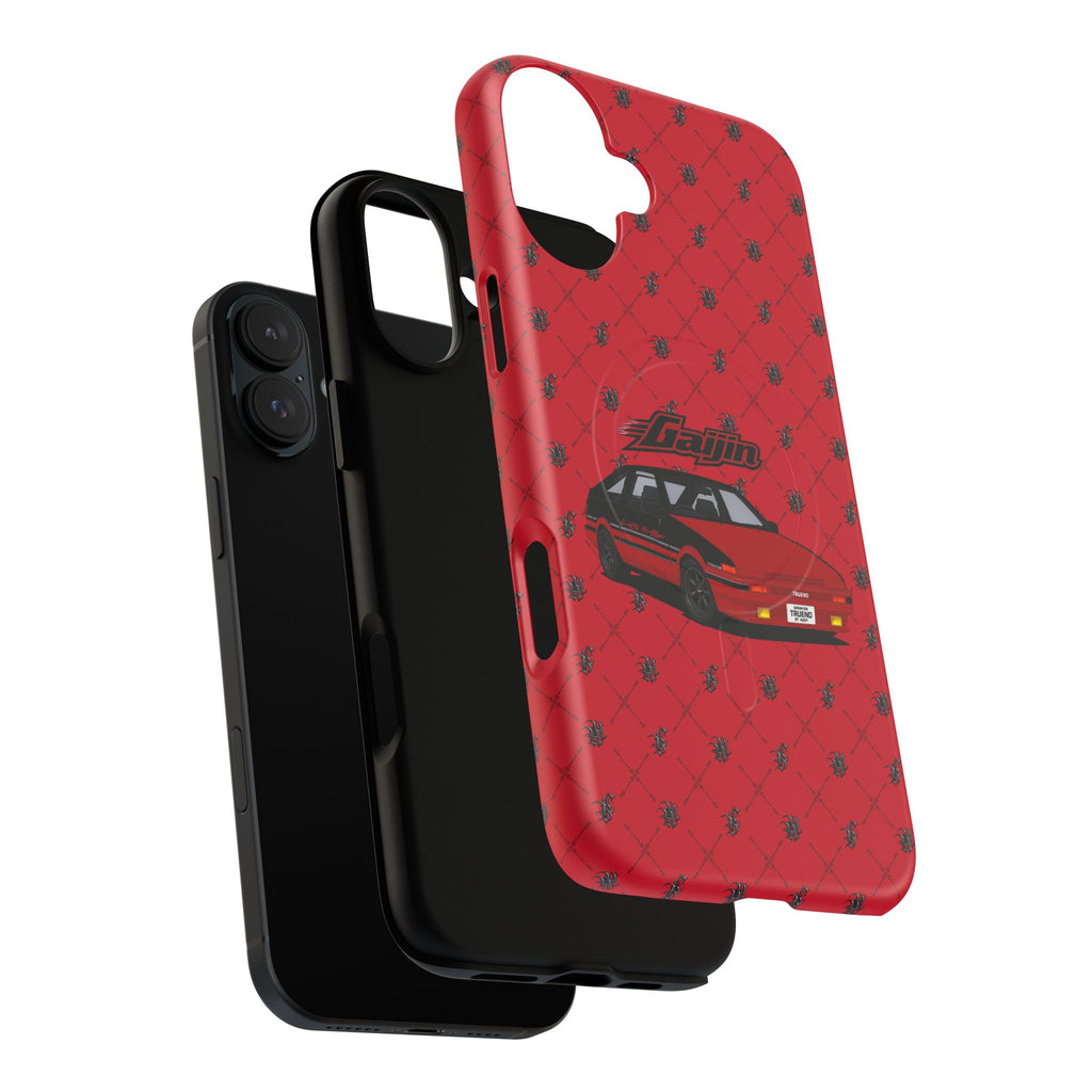 Red Retro Drift Car Tough Magnetic Phone Case — "Gajin" Graphic