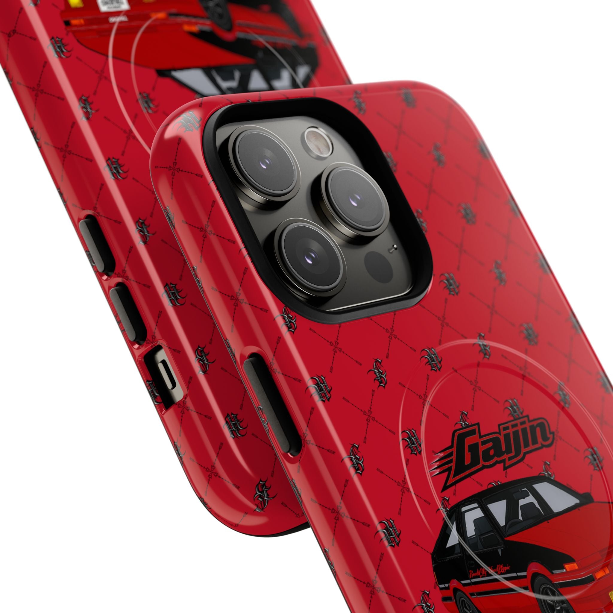 Red Retro Drift Car Tough Magnetic Phone Case — "Gajin" Graphic