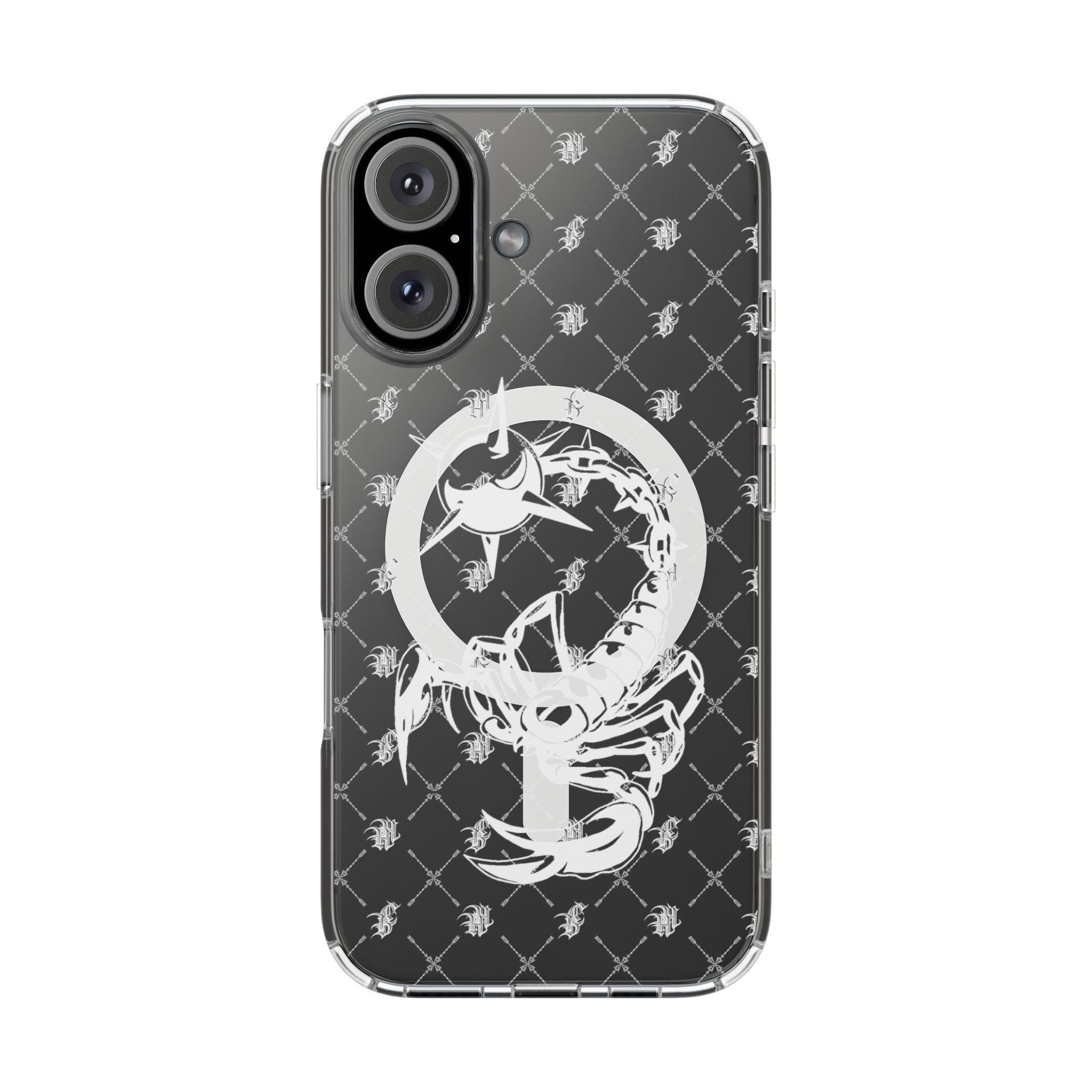 Clear Impact Phone Case — White Floral Venus Symbol (Magnetic, Shockproof)