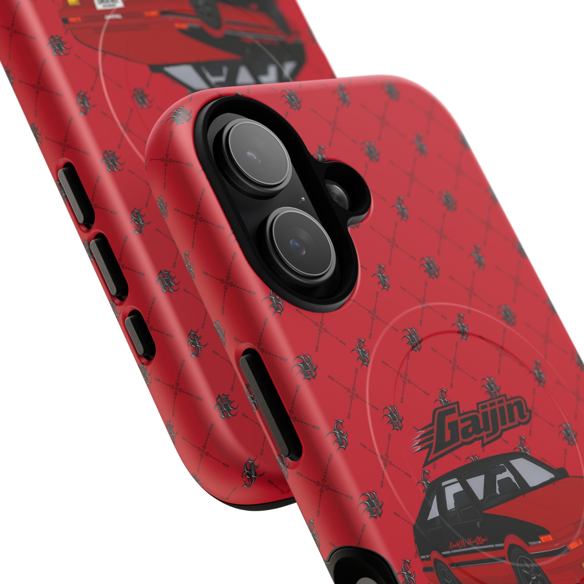 Red Retro Drift Car Tough Magnetic Phone Case — "Gajin" Graphic