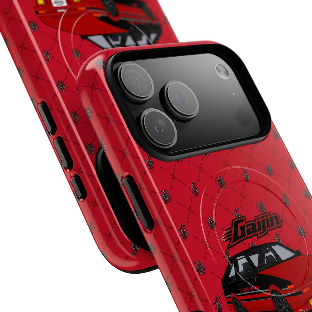 Red Retro Drift Car Tough Magnetic Phone Case — "Gajin" Graphic