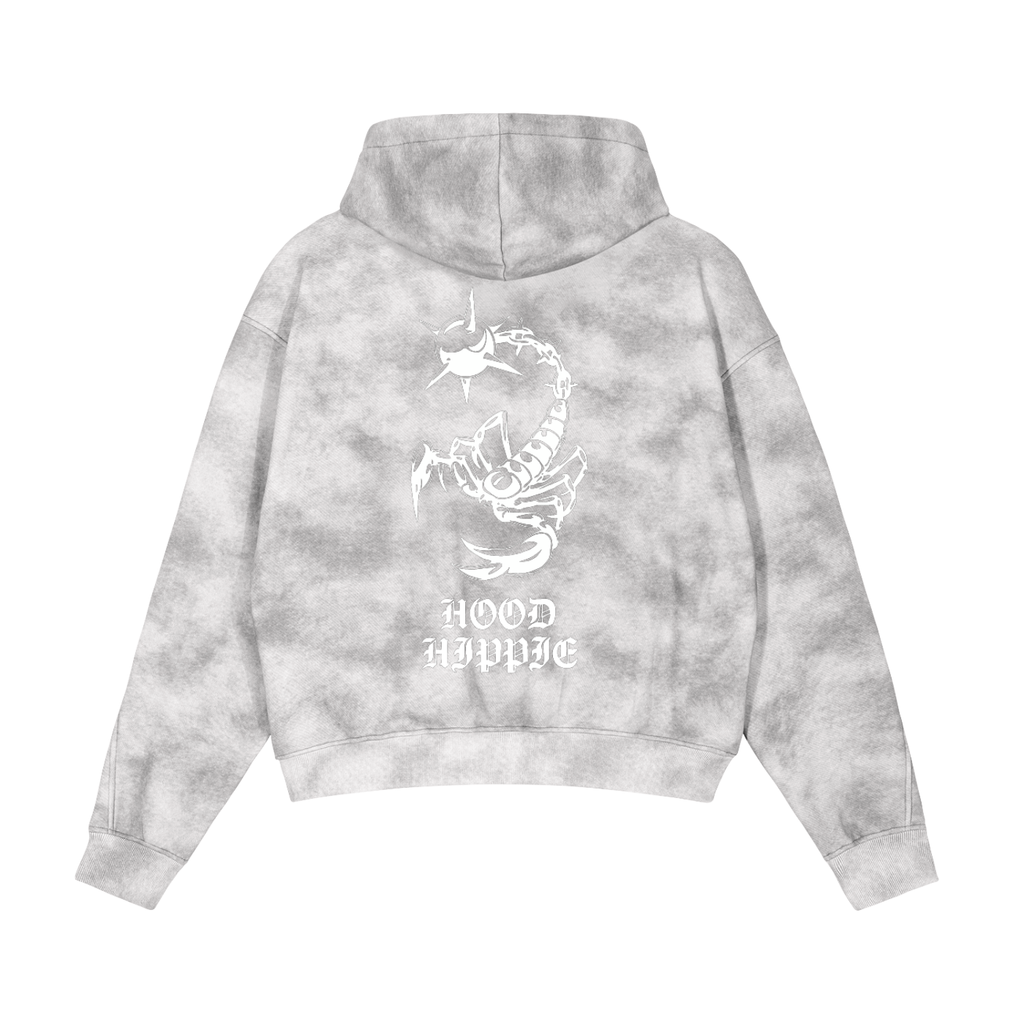 Dirty Washed Zip-Up Fleece Hoodie